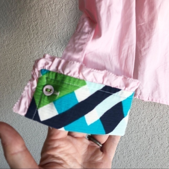 Lilly Pulitzer Pink Contrast Cuff Button Down Shirt - Picture 5 of 11